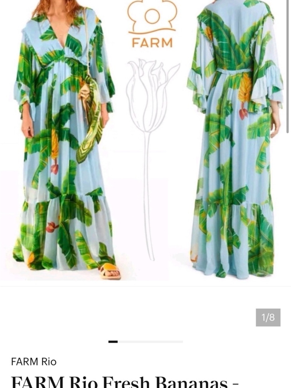 FARM Rio Blue Tropical Banana Leaf Maxi Dress - Picture 9 of 9